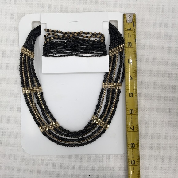 Skyline Collection Step into Style Black & Gold Beaded Necklace & Bracelet - Picture 4 of 7